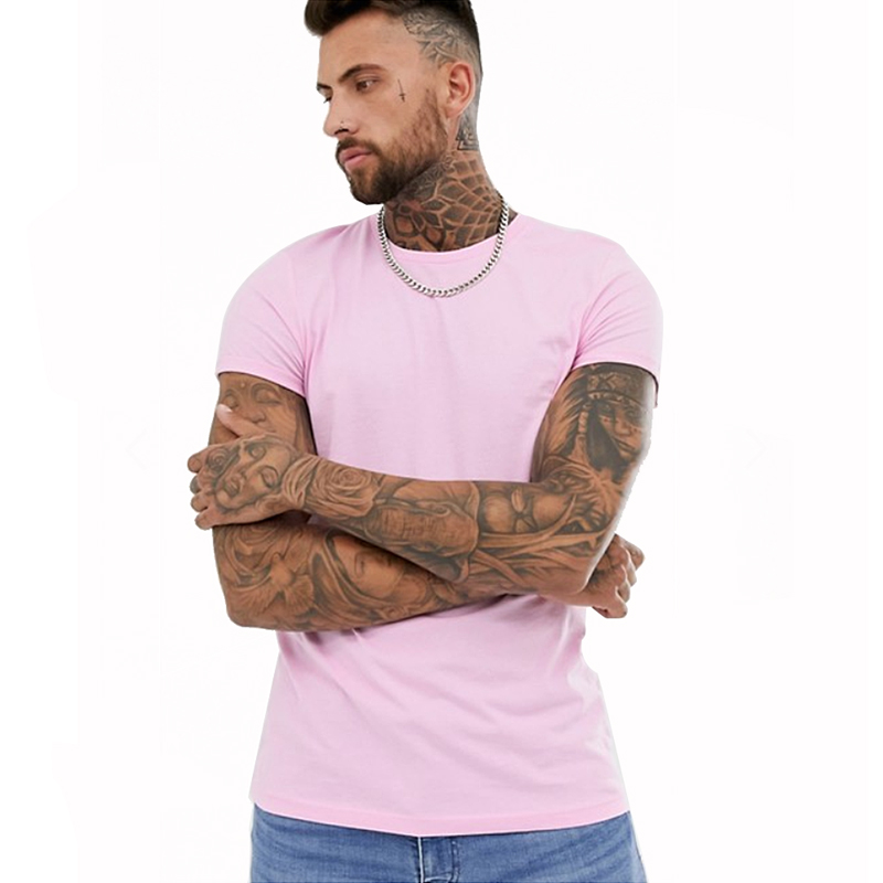  Bulk Blank mens t shirt, white pink sleeve high quality t-shirt for adult,promotional tshirt made in guangzhou