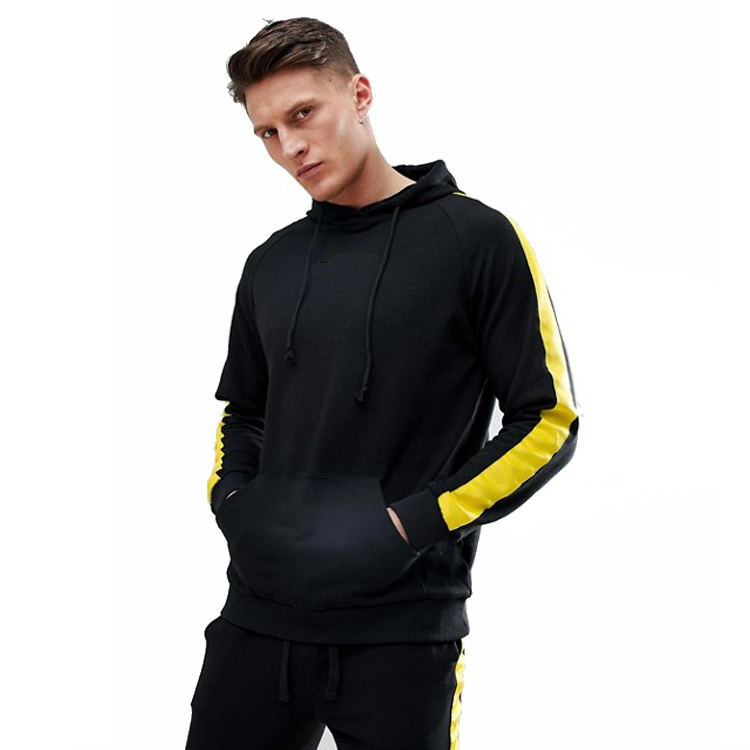 Yellow Panel And Black Cotton Mens Sports Tracksuits 