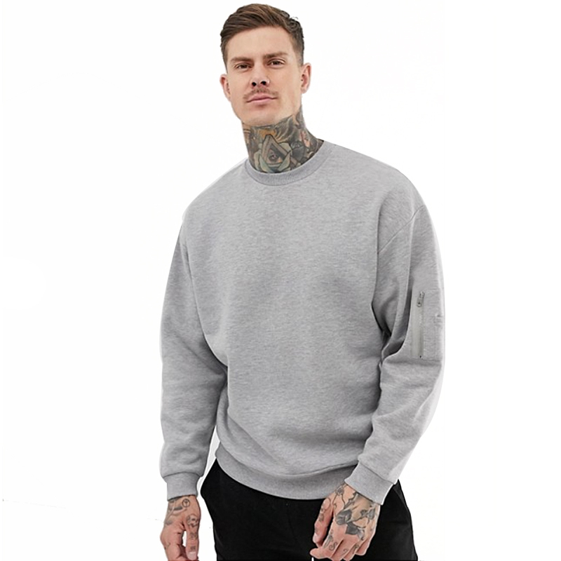 Wholesale Custom Logo 100% Cotton Grey Men's Pullover Hoodies