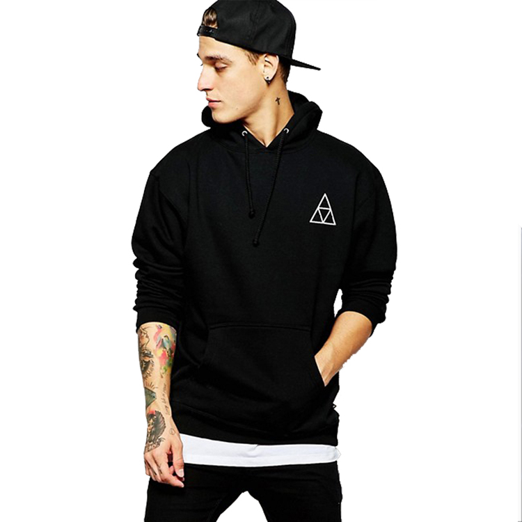 Custom Black Pullover Hoodies Streetwear For Men 