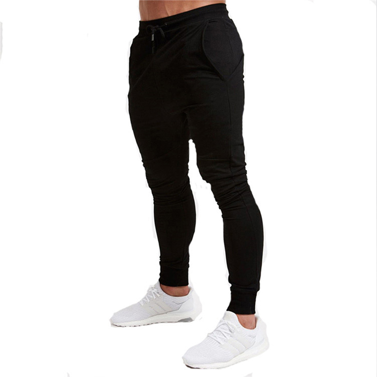 Color Custom Made Logo Hang Tag Sport Black Gym Mens Slim Fit Black Joggers