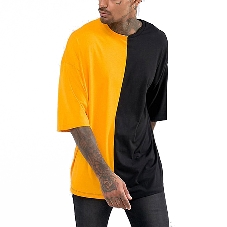 wholesale mens personal casual Loose street cotton t shirts,breathable splicing oversized T-shirt for man 