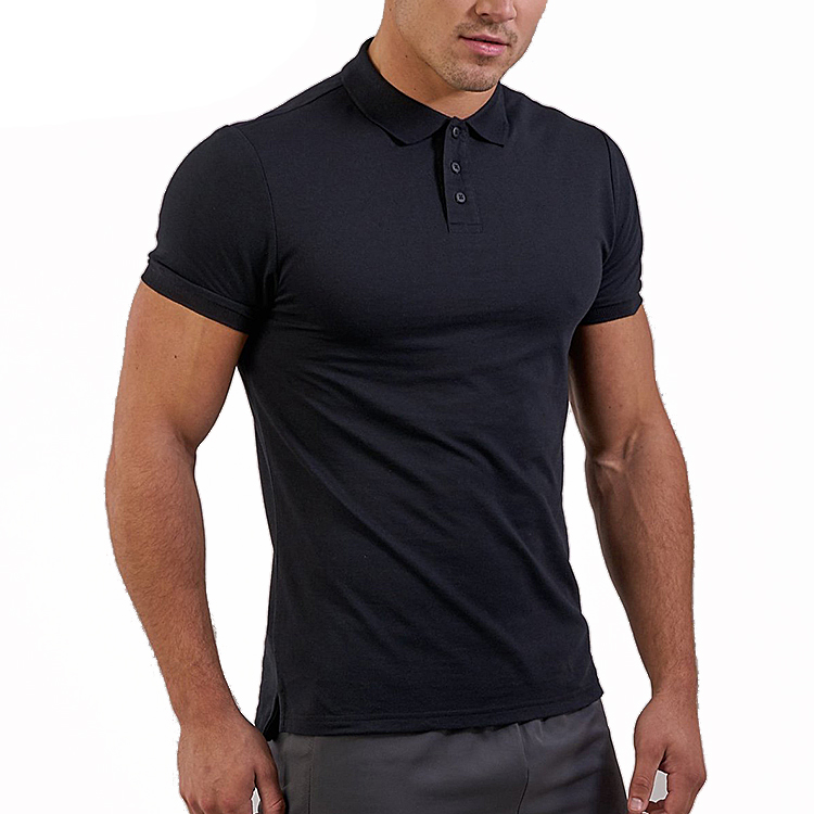 Hot Sale OEM T shirt/Polyester Cotton Blank Black/Mens Muscle Fit Polo T shirt