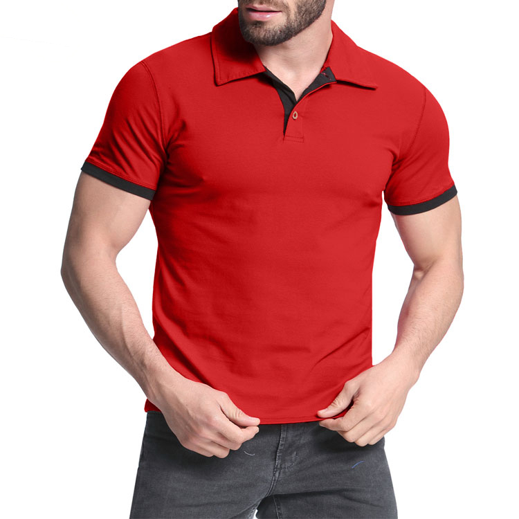 New Design Color Contrast Logo Embroidered Custom Fitness Men Polo T Shirt