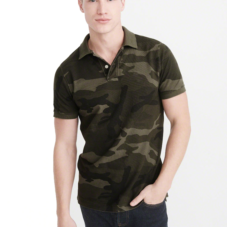 New Brand Men customized logo Camouflage Shirt Fashion Casual Camo Short Sleeve Cotton Polo T shirt 