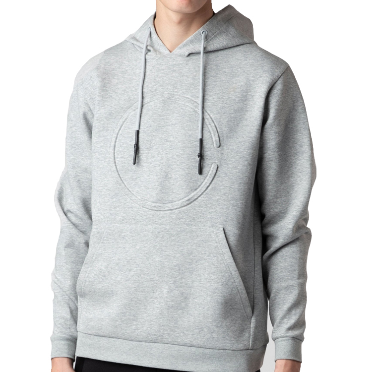 custom embossed logo hoodie gray thick hoodie cotton drawstring hoodie 