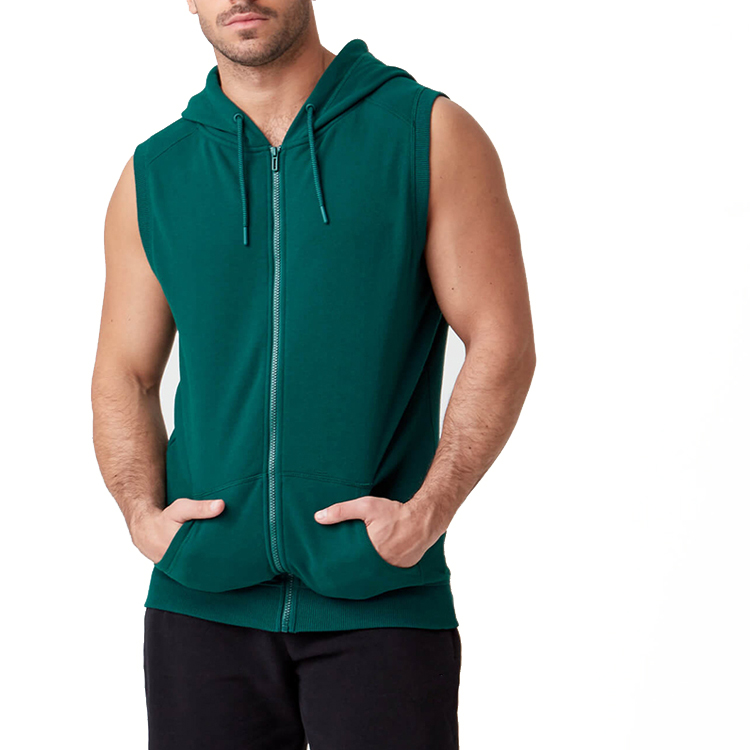 tshirt zip up hoodie men vest sleeveless tank top zipper hoody 
