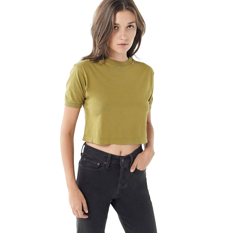 Custom women sexy loose blank plain crop top t shirt 