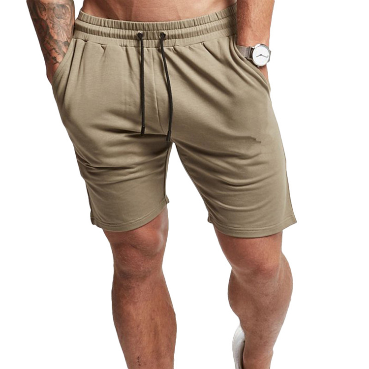 Mens elastic waist drawstring fitness training shorts pants cotton gym shorts 