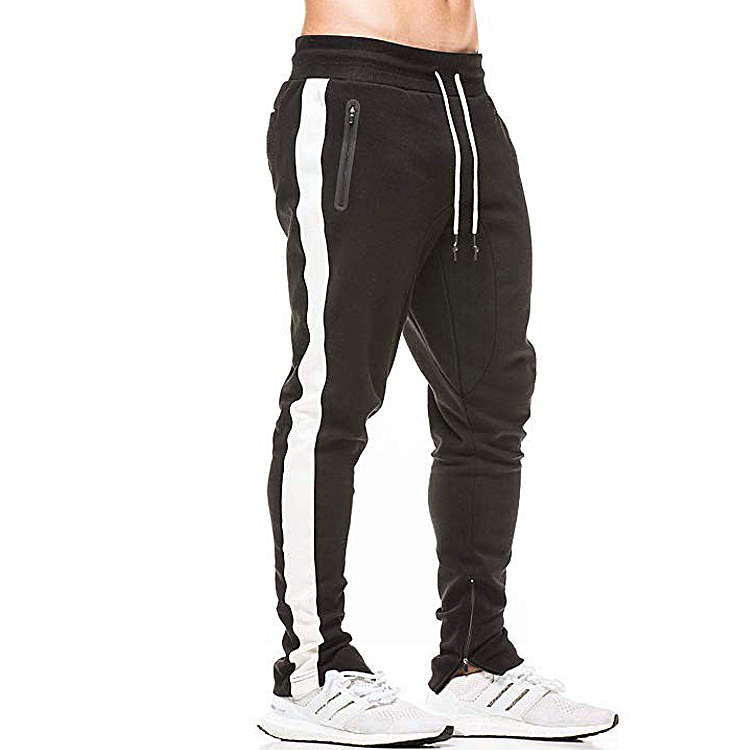 Custom Gym Sport Black Cotton Man Slim Fit Pants 