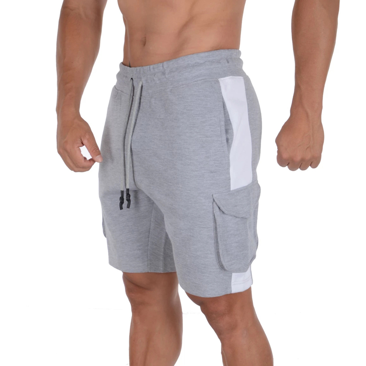 Colorblock Men Sports Gym Workout Cotton Shorts 