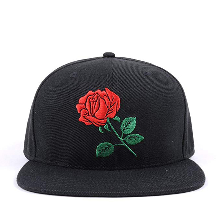 Personalized Logo Custom Design100% Acrylic Flat Rose Snapback Cap Wholesale 